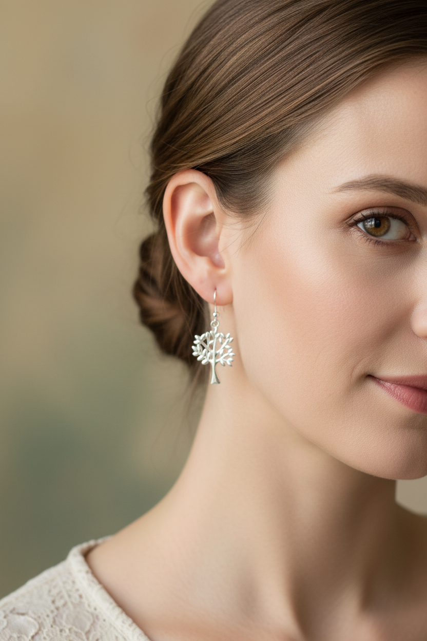 Sterling silver tree earrings