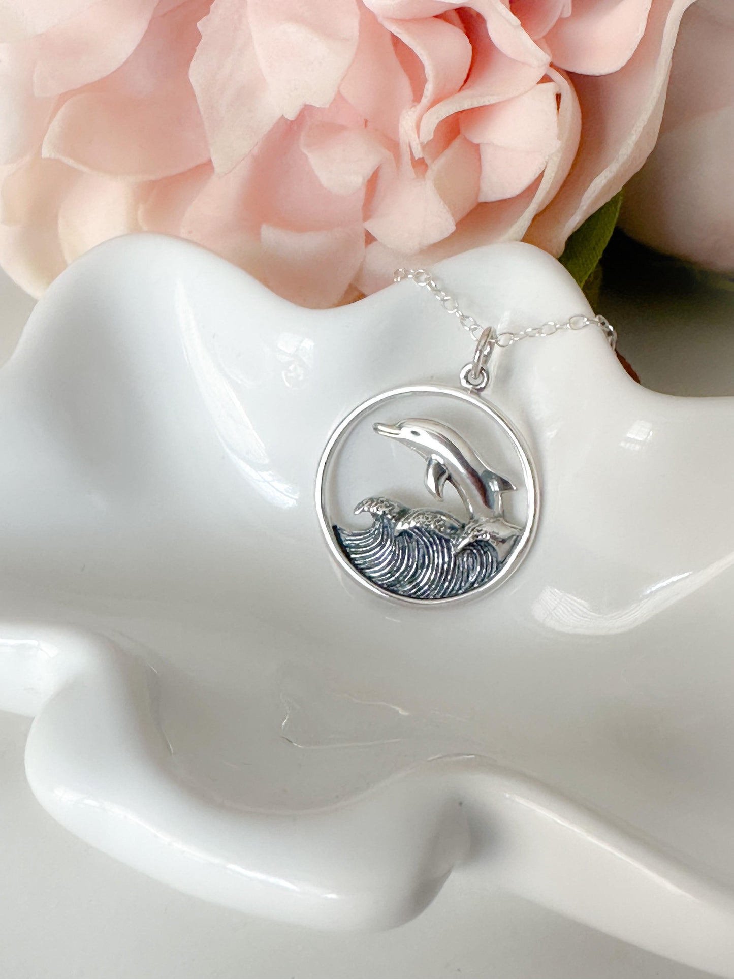 Dolphin in the Waves Necklace