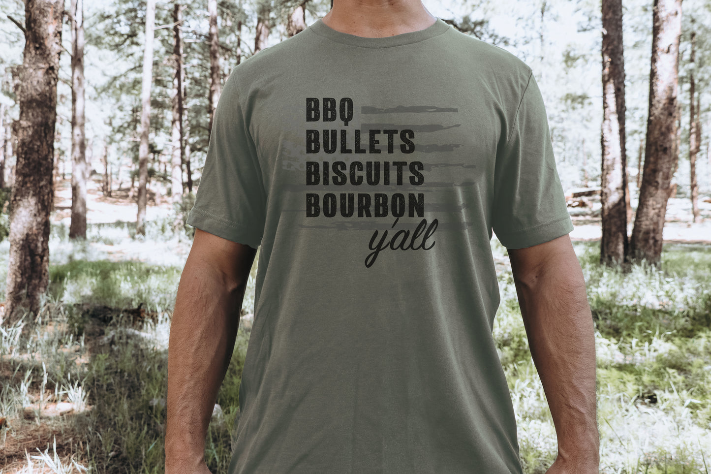 BBQ, Bullet, Biscuits & Bourbon Y'all Tee