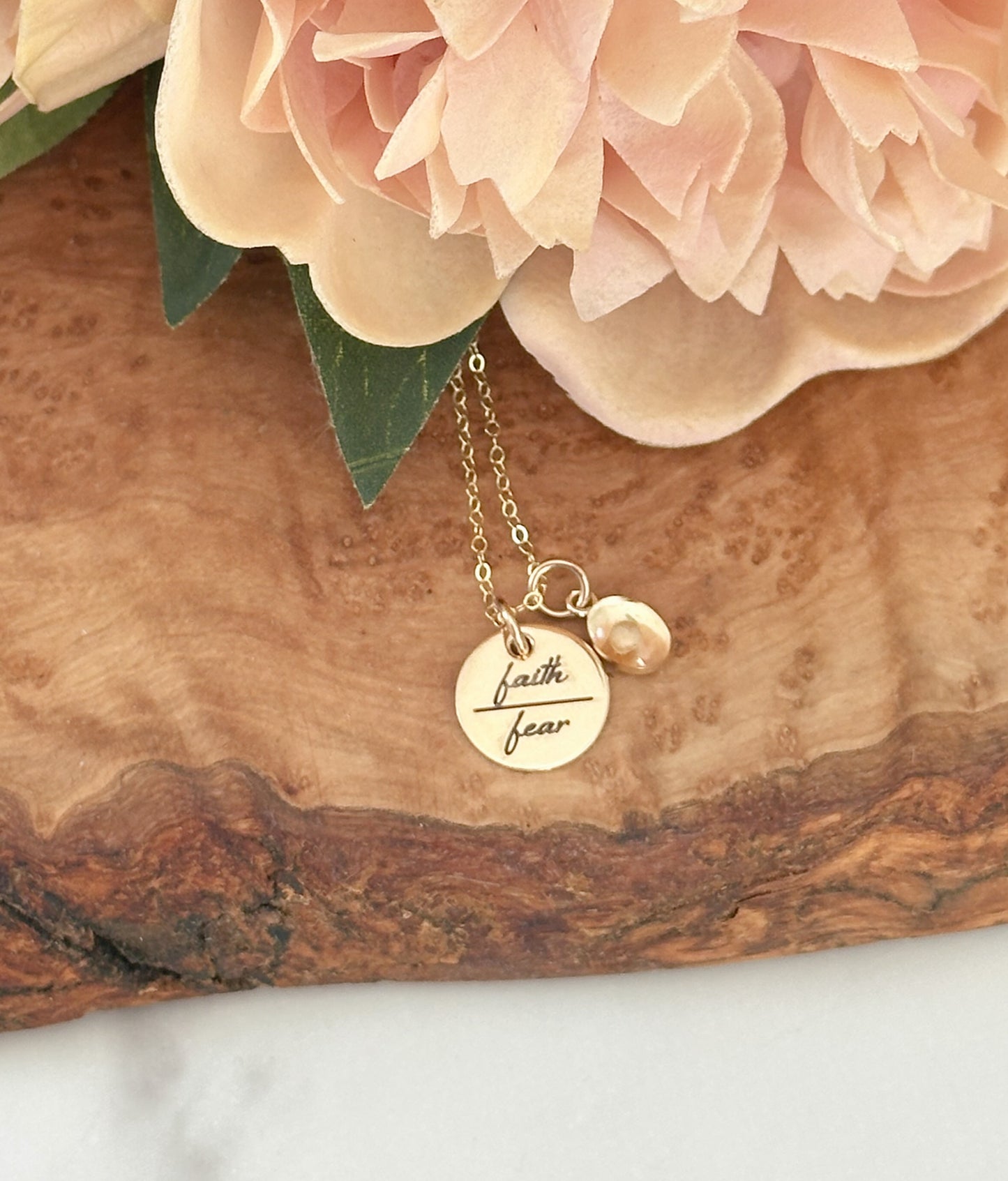 Faith Over Fear Gold Mustard Seed Necklace