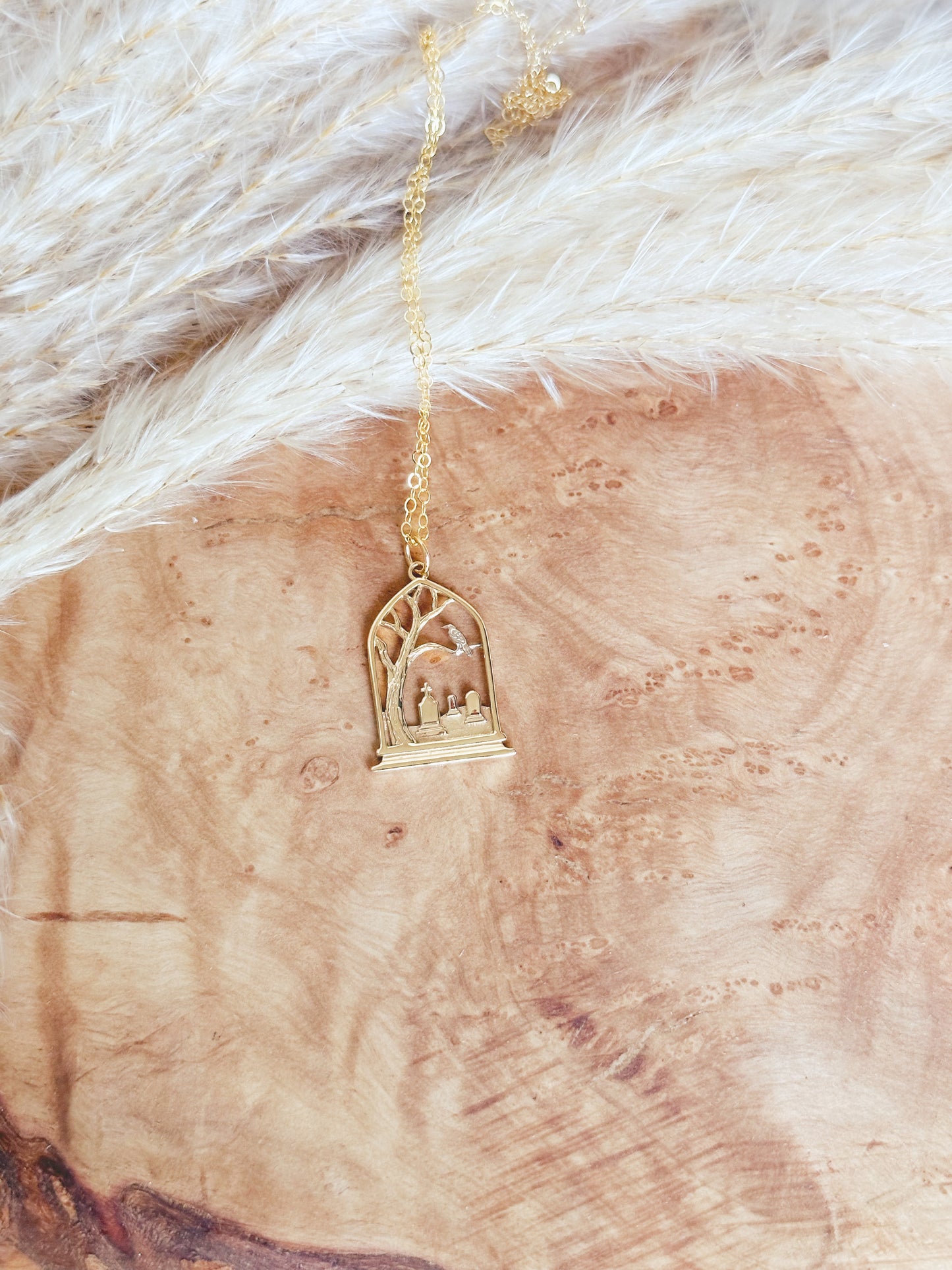 Spooky Graveyard Necklace - Your choice of gold or silver