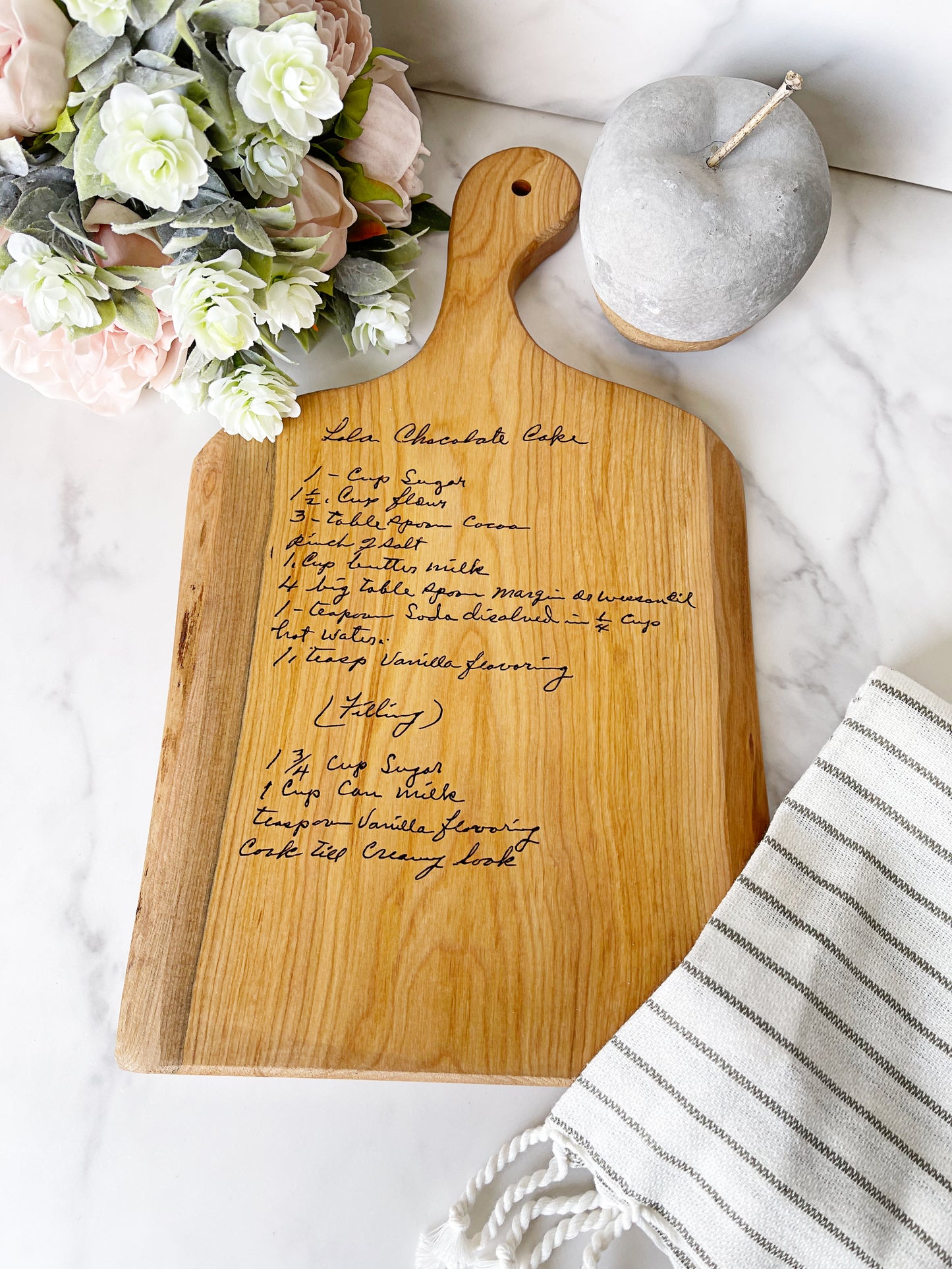 Handwritten Recipe Wood Cutting Board