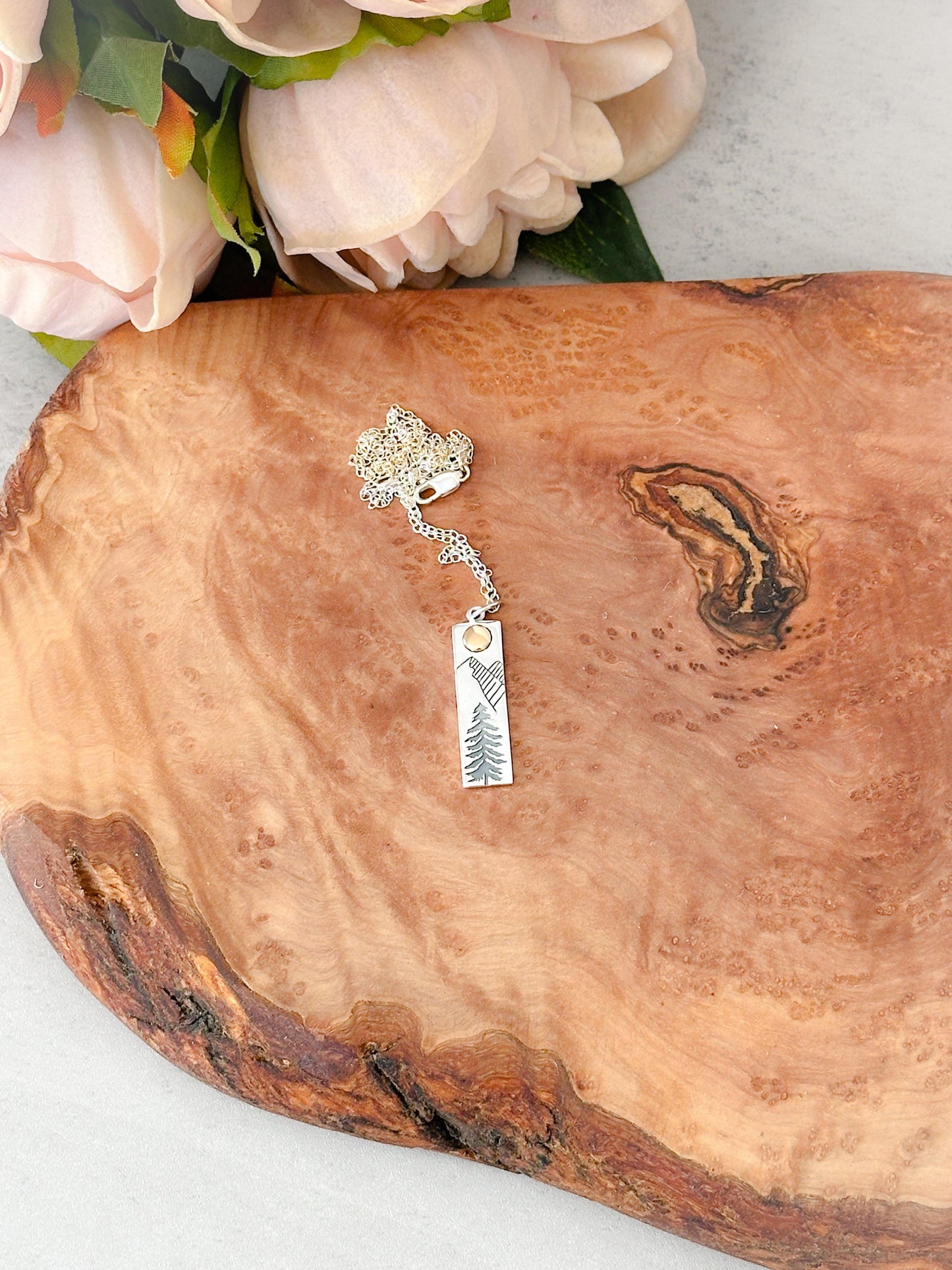 Sterling Silver Mountain Bar Necklace