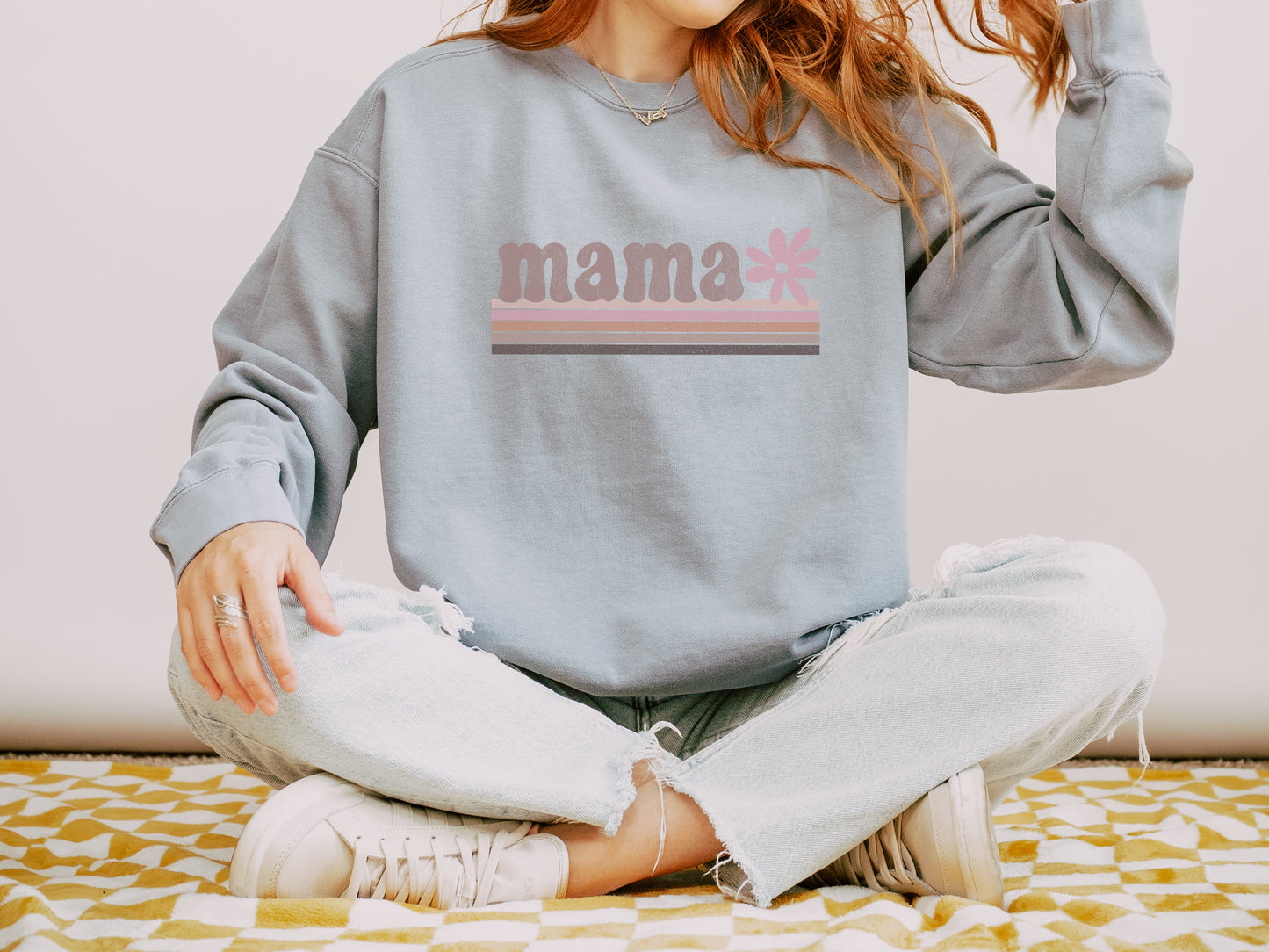 Mama Retro Lightweight Comfort Colors crewneck sweatshirt