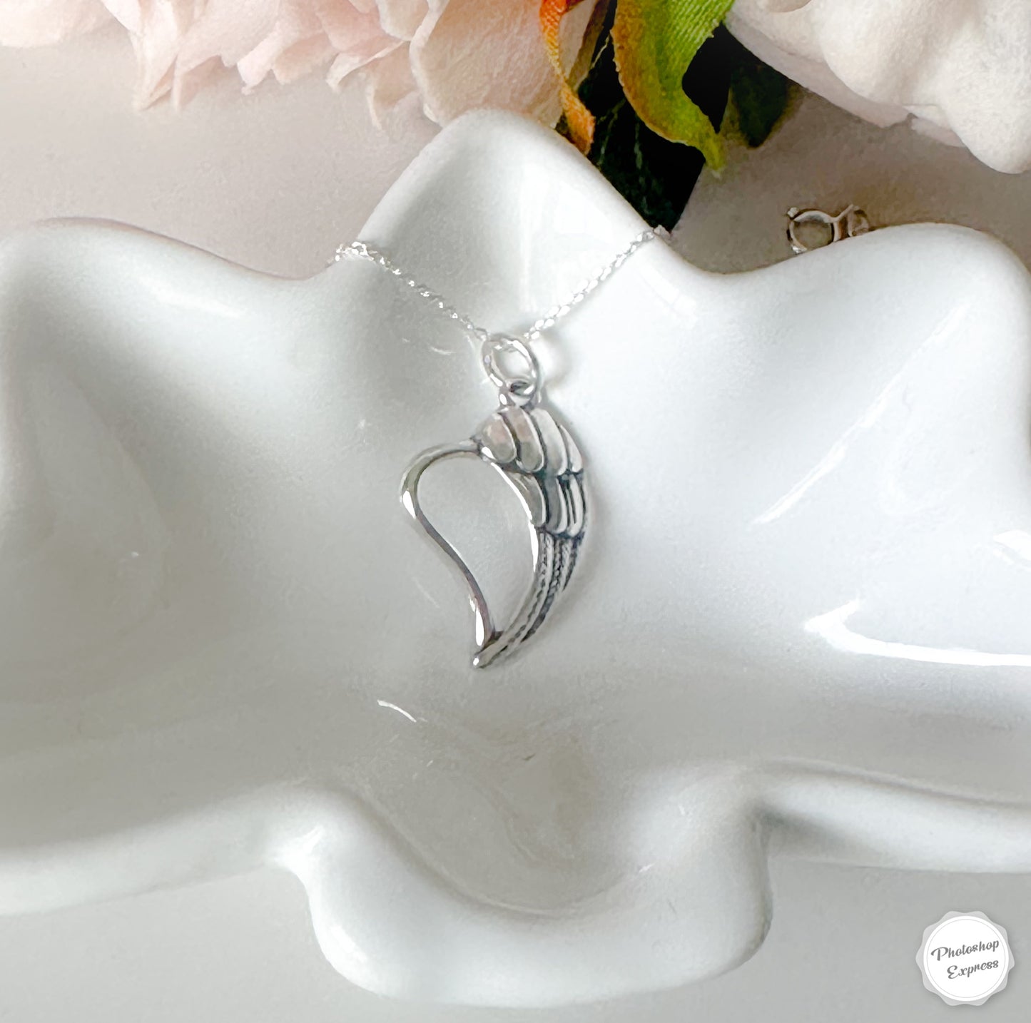 Sterling silver angel wing necklace