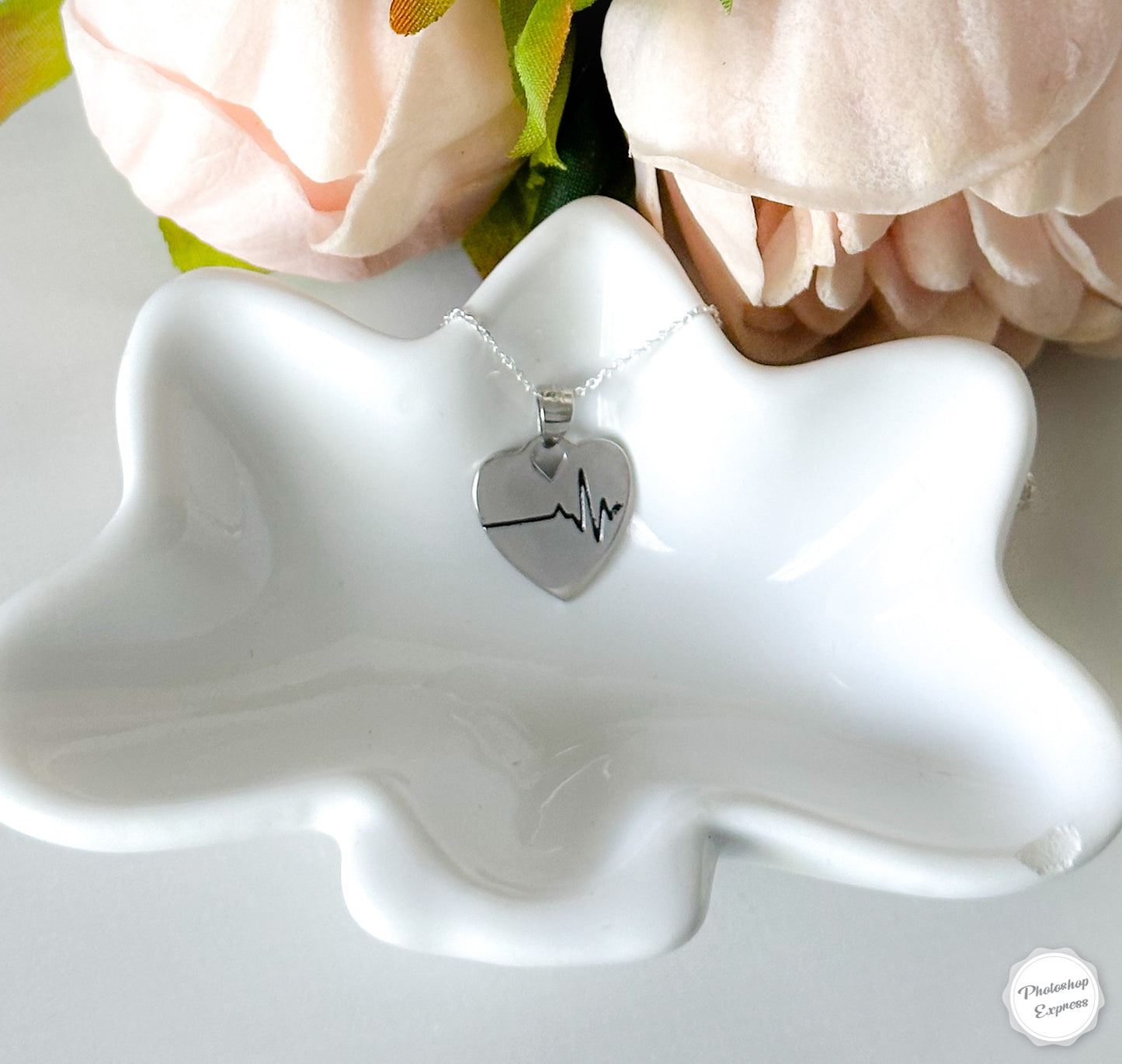 Sterling silver heart monitor necklace