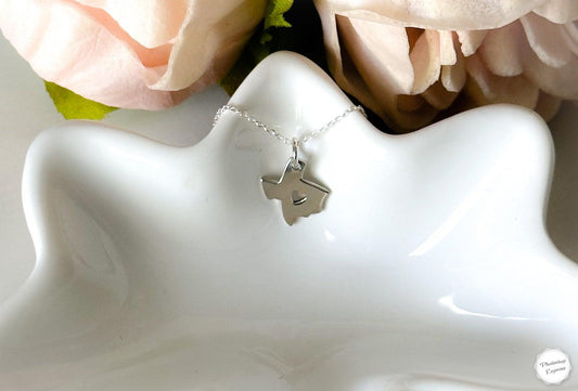 Sterling silver Texas heart necklace