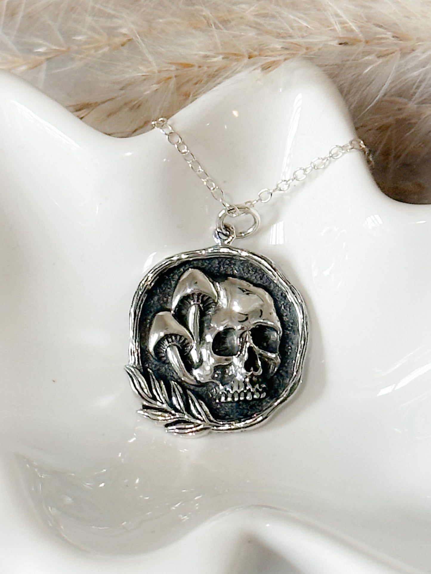 Round Skull Pendant Necklace - Your choice of gold or silver