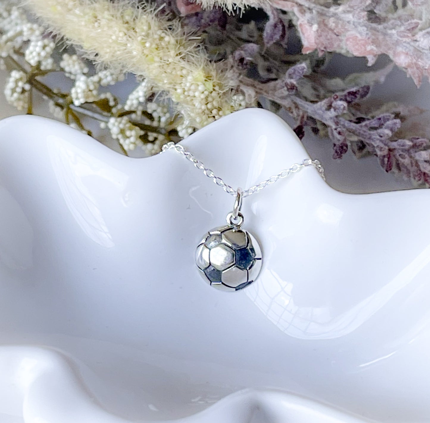 Sterling silver soccer ball necklace