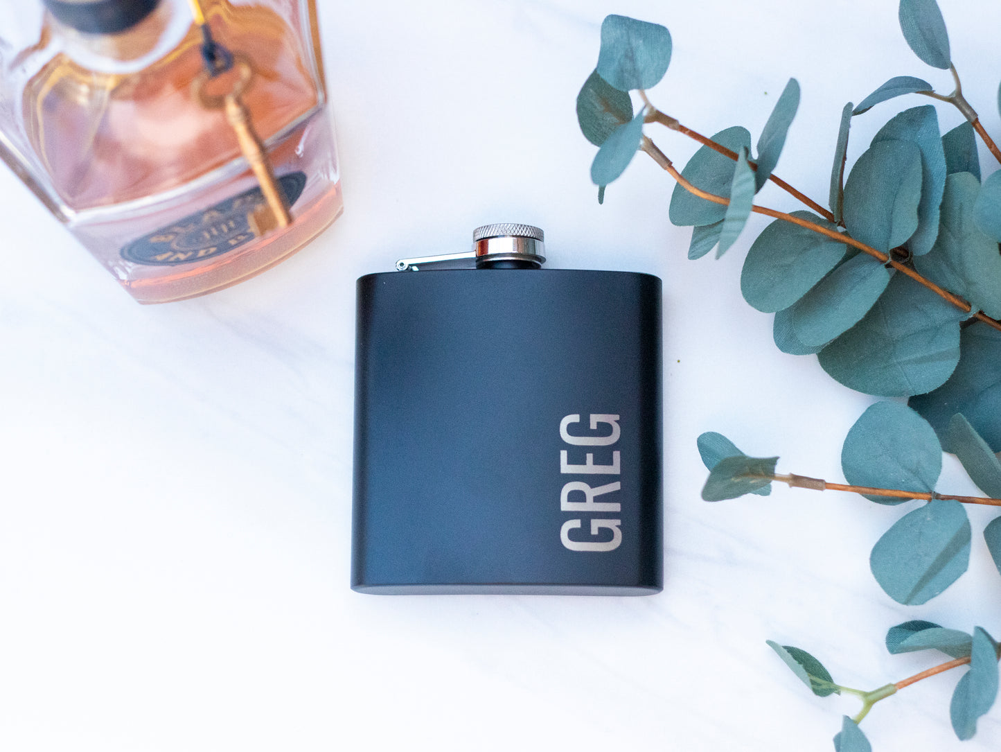 Personalized Black Powder Coated Flask
