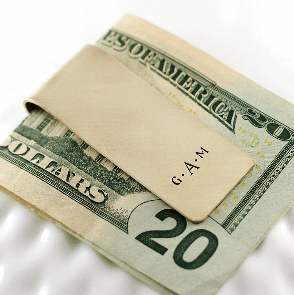 Brass Monogrammed Money Clip