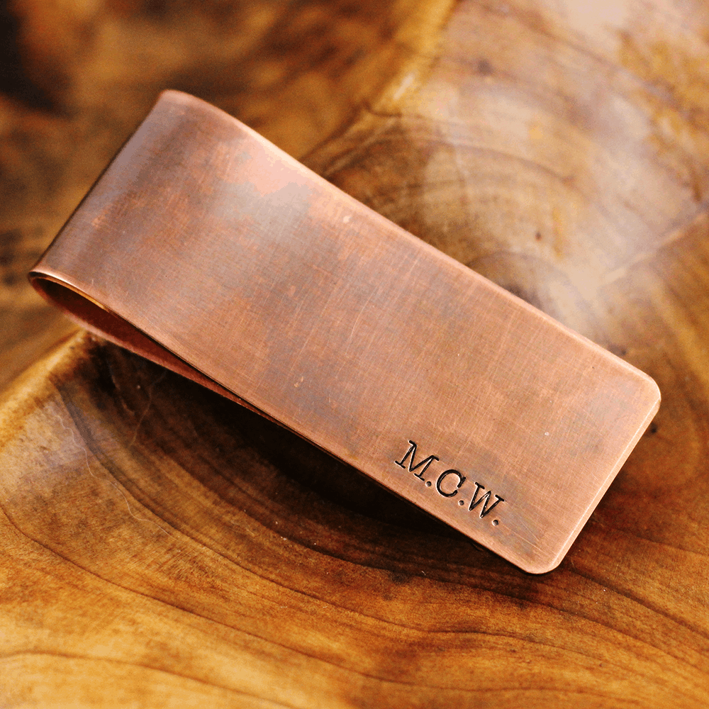 Copper Side Initials Money Clip