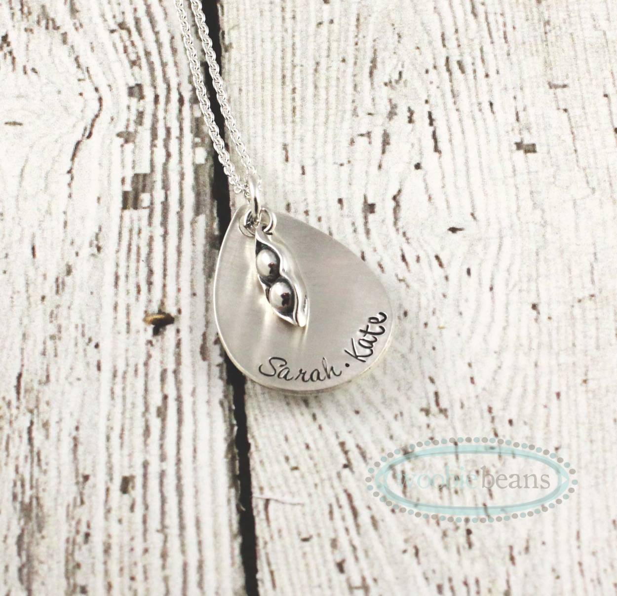 Mother's Pea Pod Necklace in sterling silver