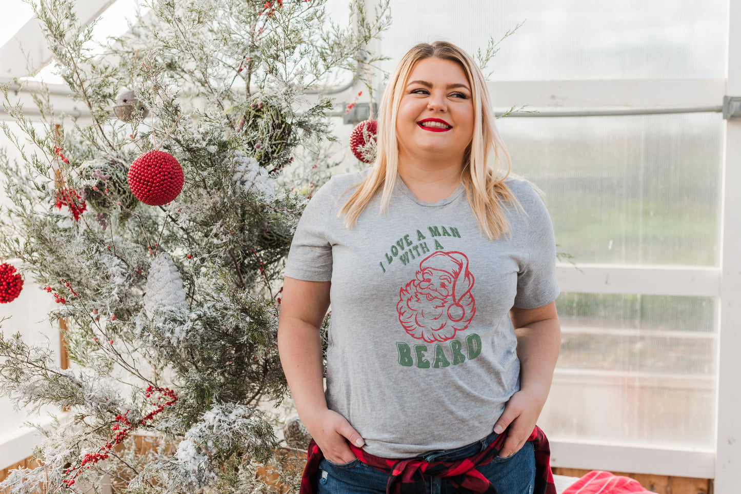 I Love a Man With a Beard Santa Tee