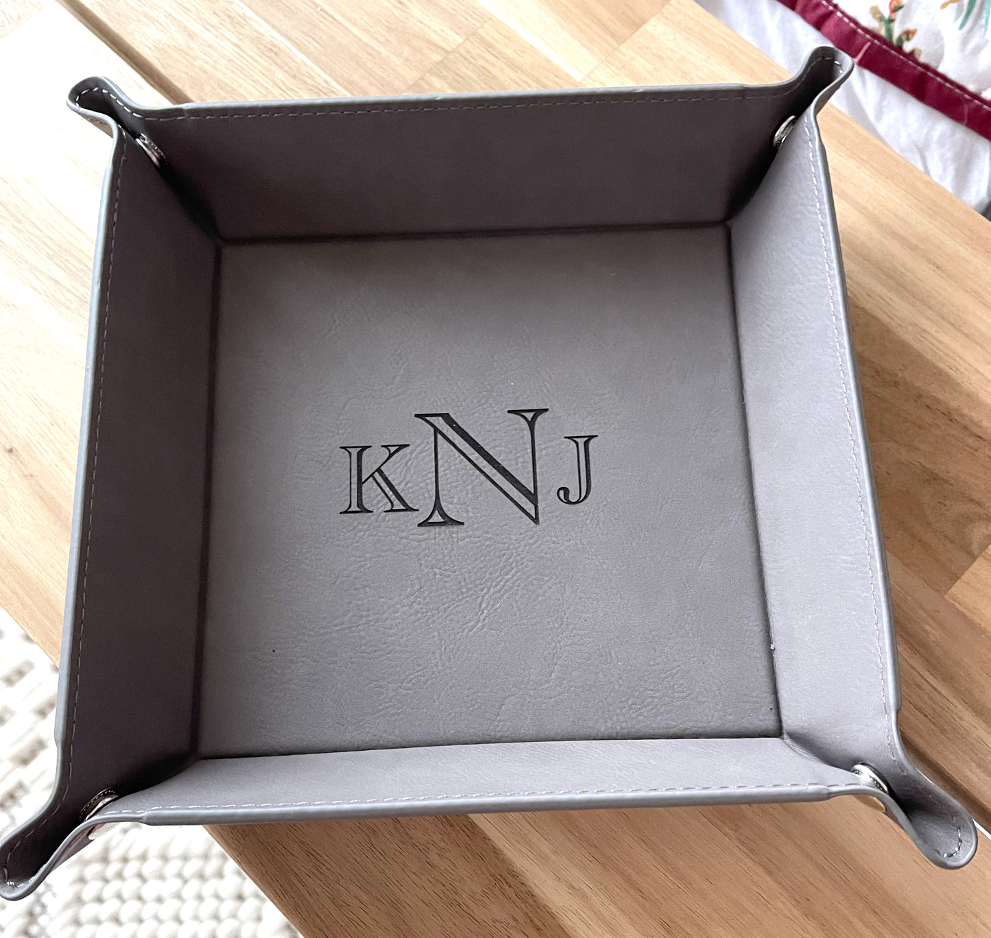 Monogrammed Leather Catch-all Tray
