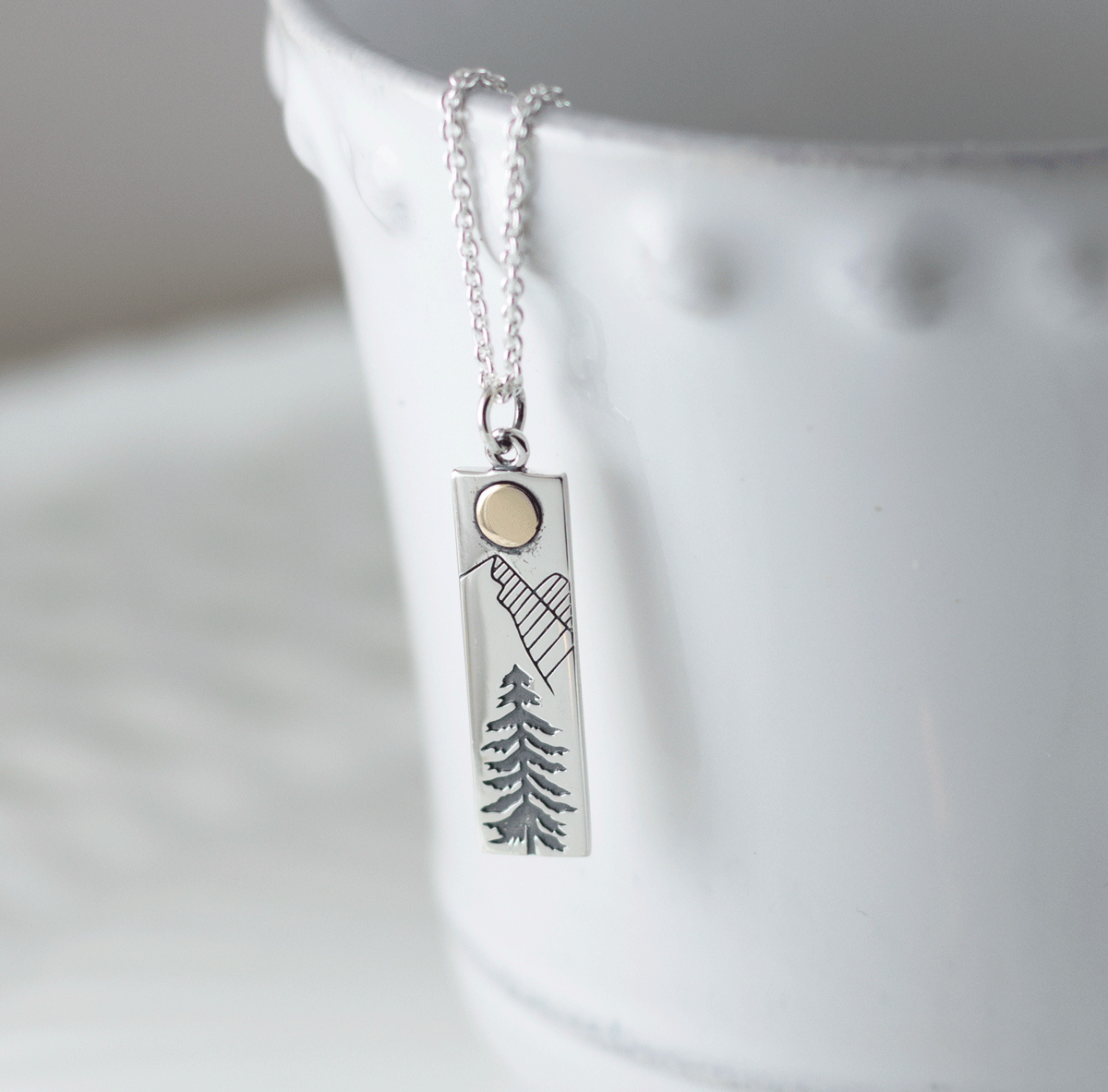 Sterling Silver Mountain Bar Necklace