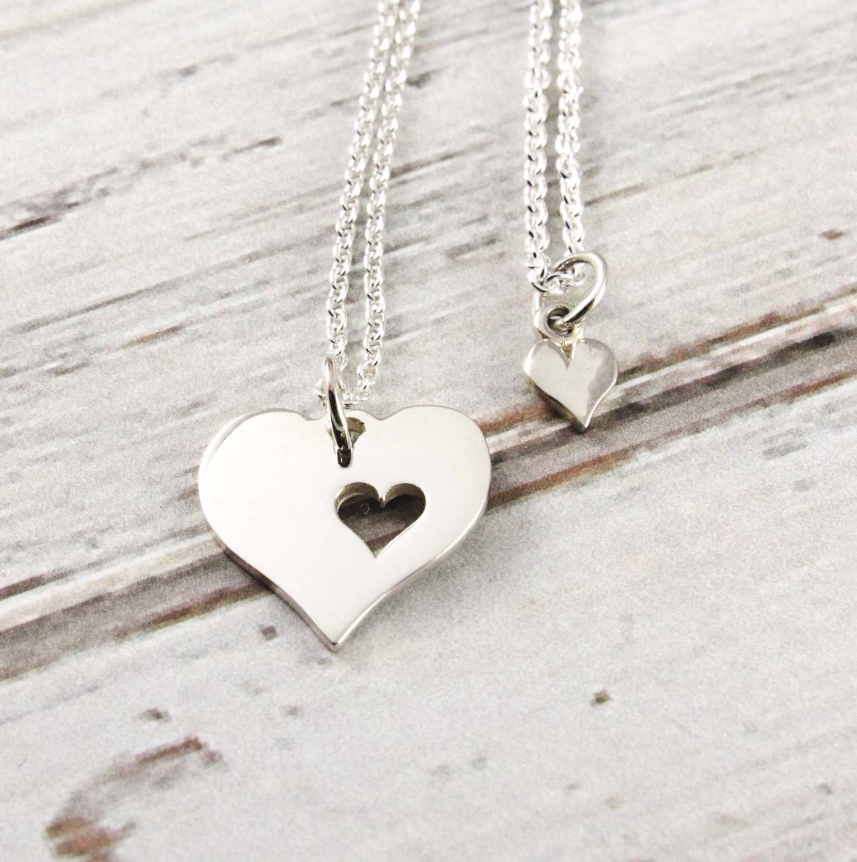 Mother Daughter Piece of My Heart Necklace Set