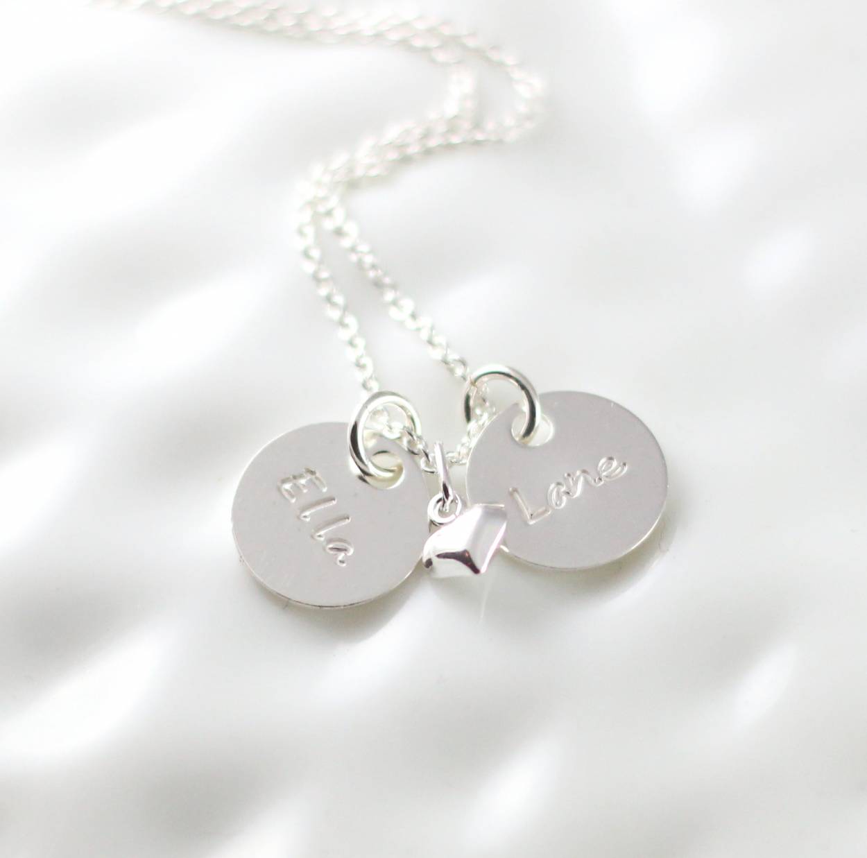 Natural Silver Disc Name Necklace