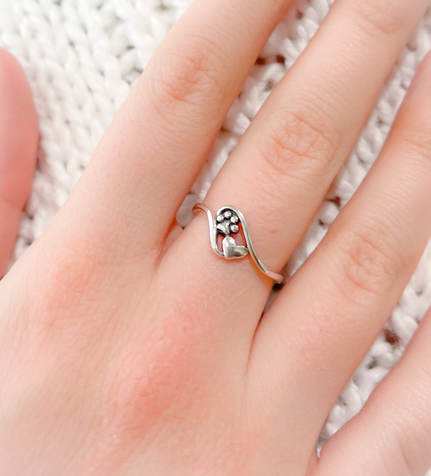 Paw Print Heart Ring