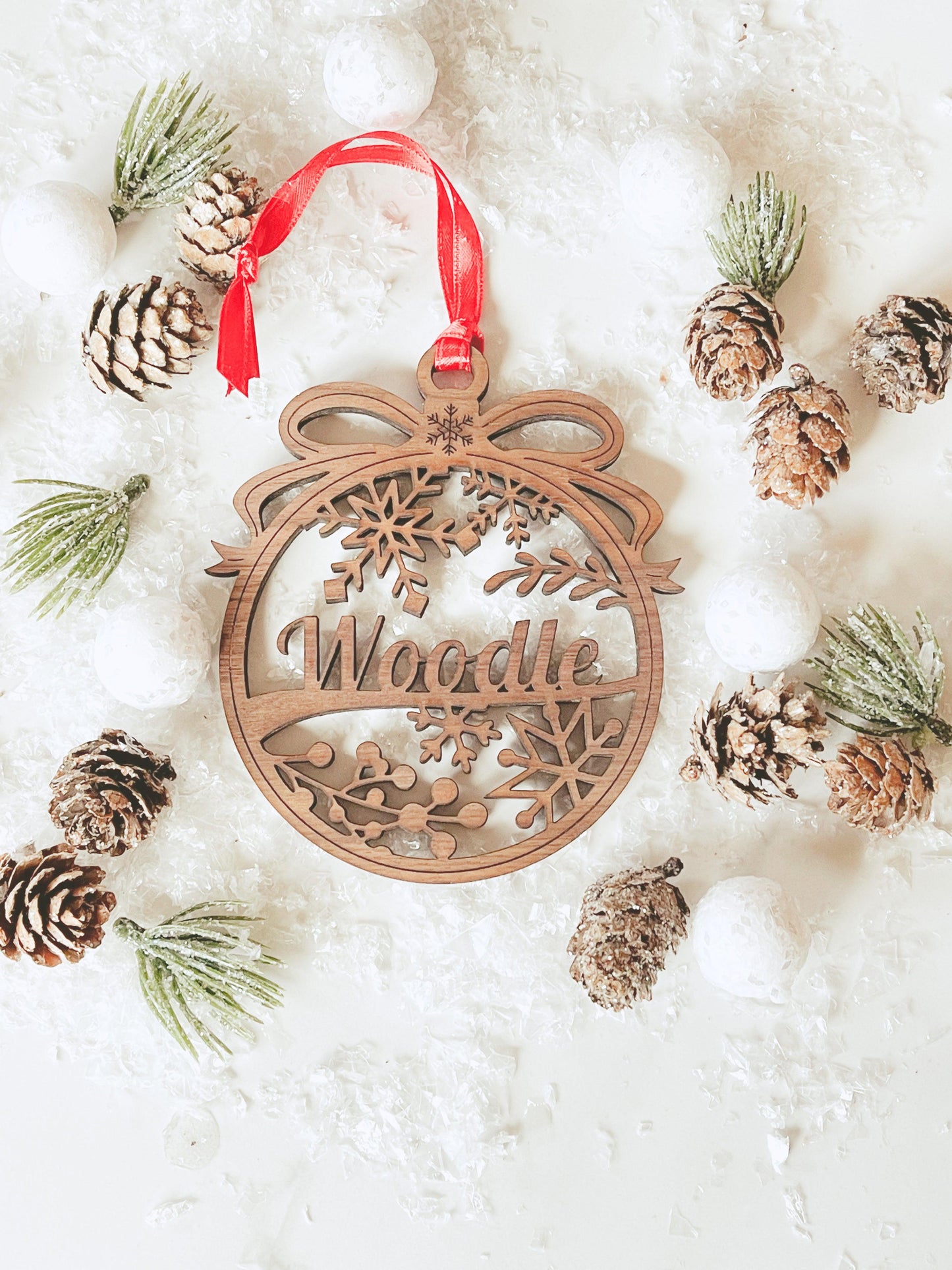 Wood Retro Style Name Ornament