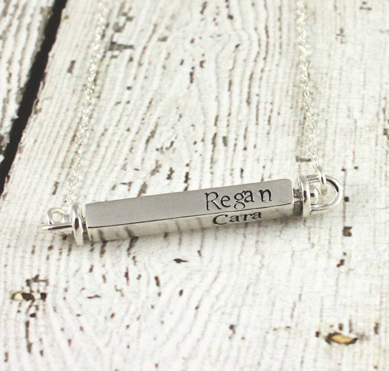 Sterling silver swivel four sided pendant necklace