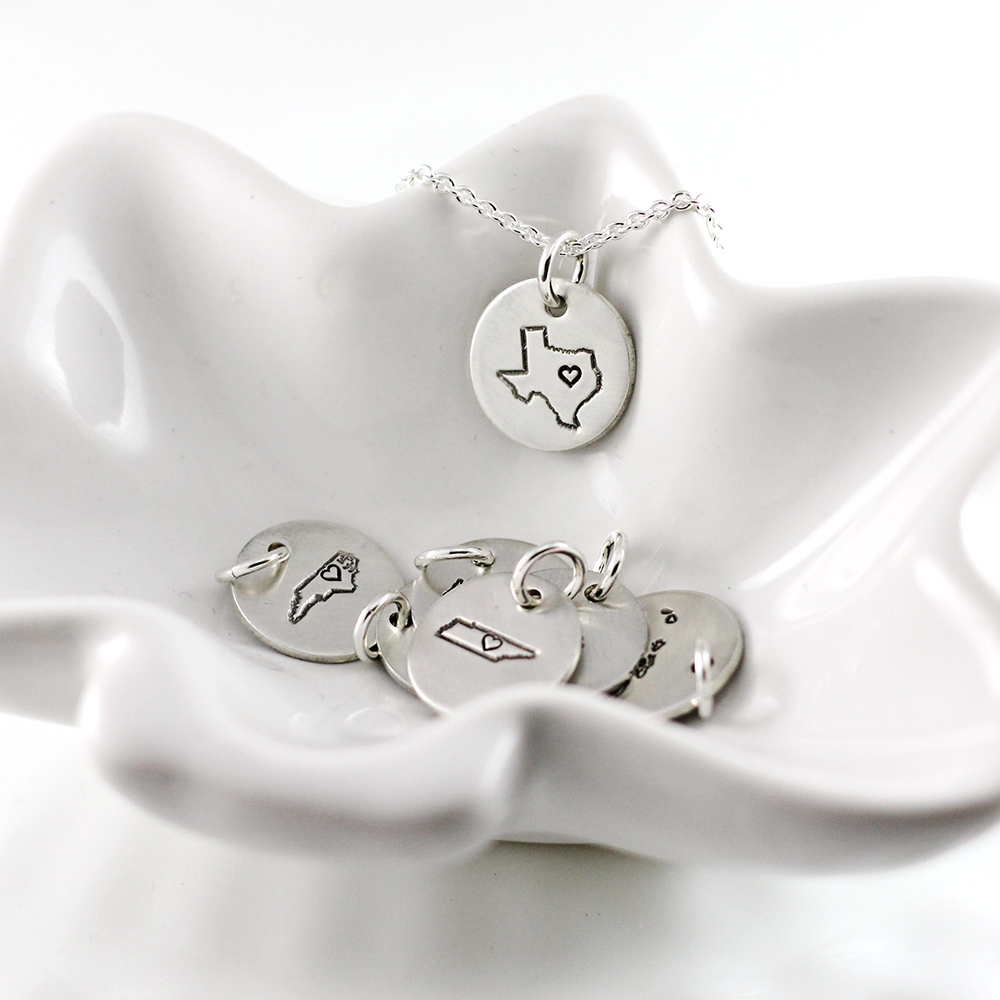 Silver Home State Necklace