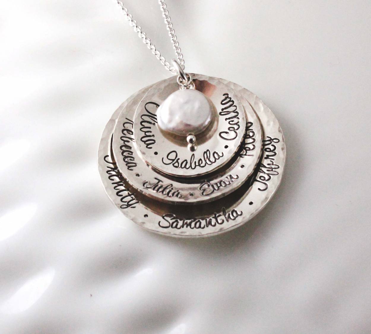 Hammered and Layered Silver Grandmother's Necklace