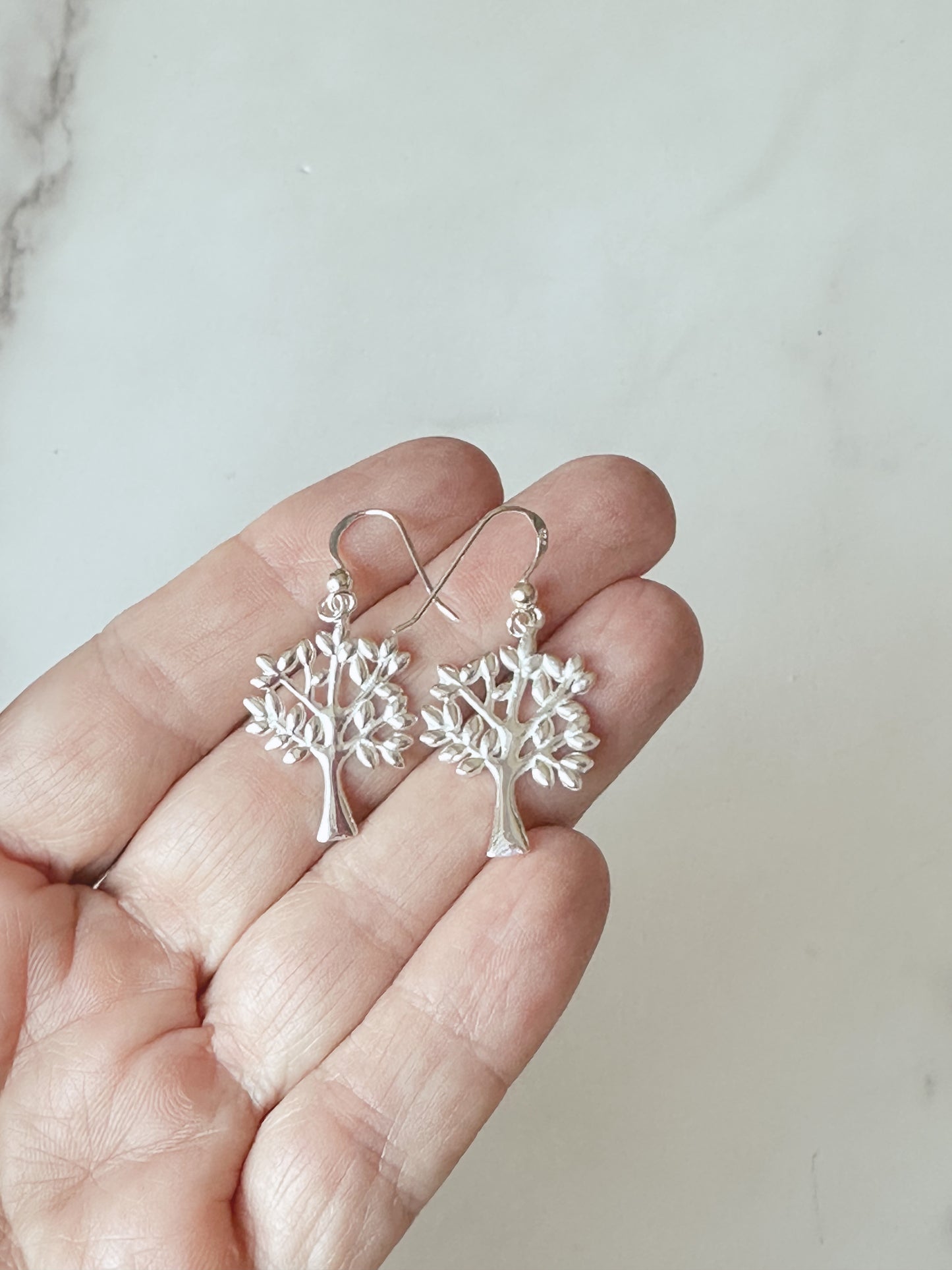 Sterling silver tree earrings