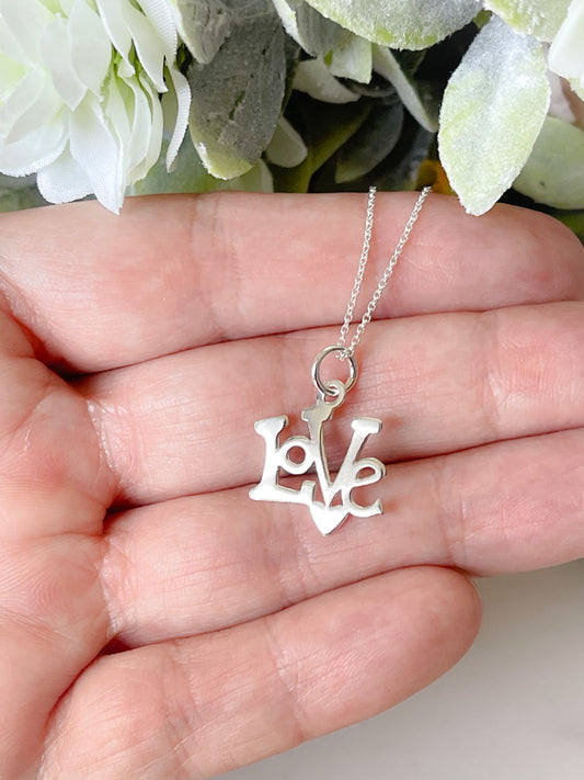 Sterling silver "Love" necklace