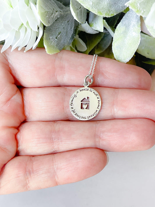 Sterling silver home is with family necklace