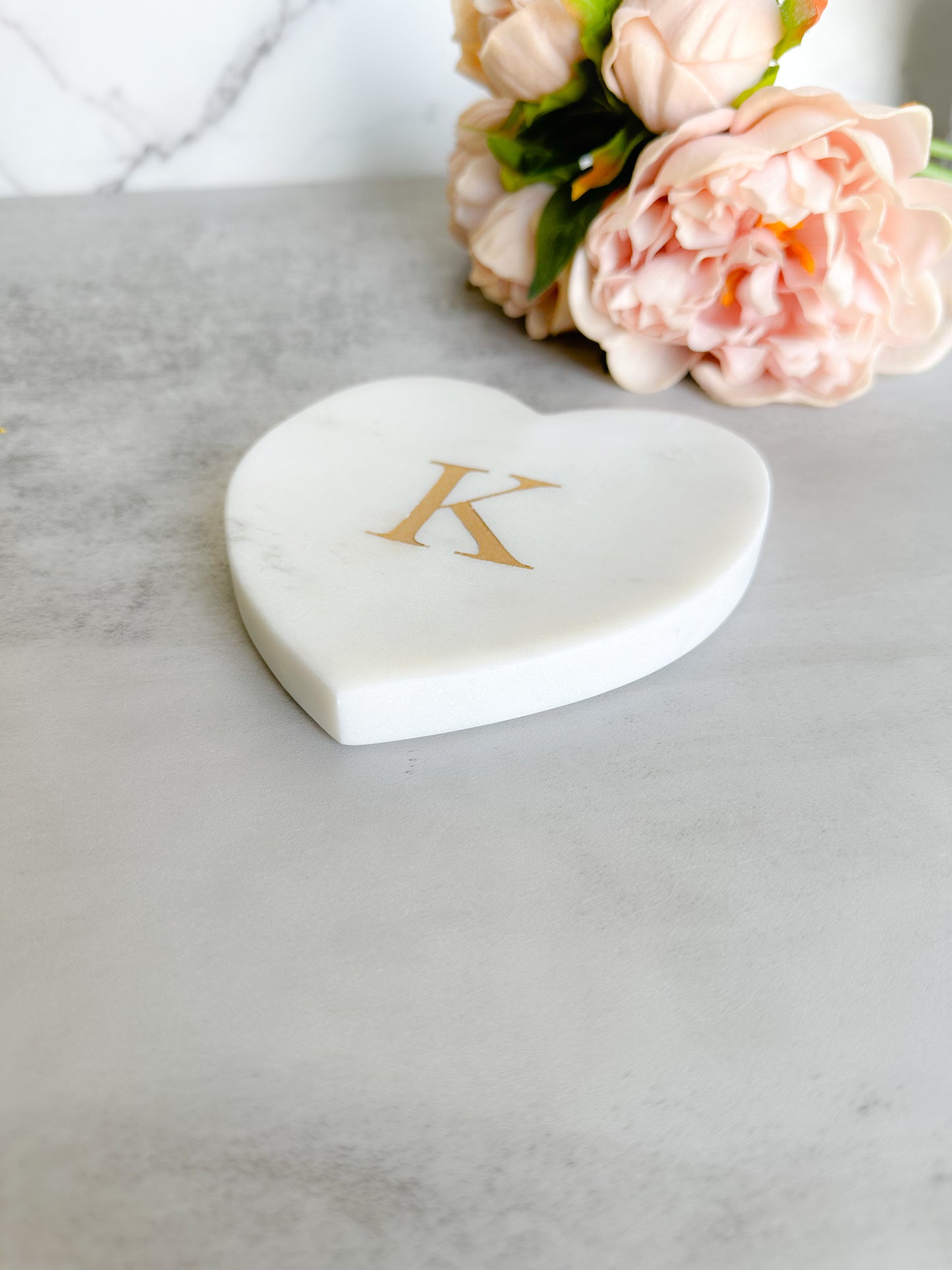 Personalized Marble Heart Shaped Ring Dish
