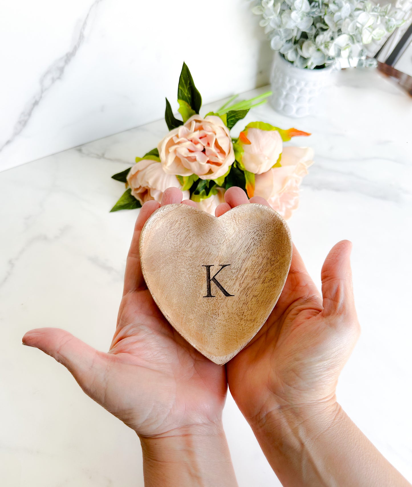 Personalized Wood Heart Shaped Ring Dish