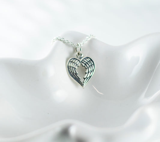 Sterling silver angel wing necklace