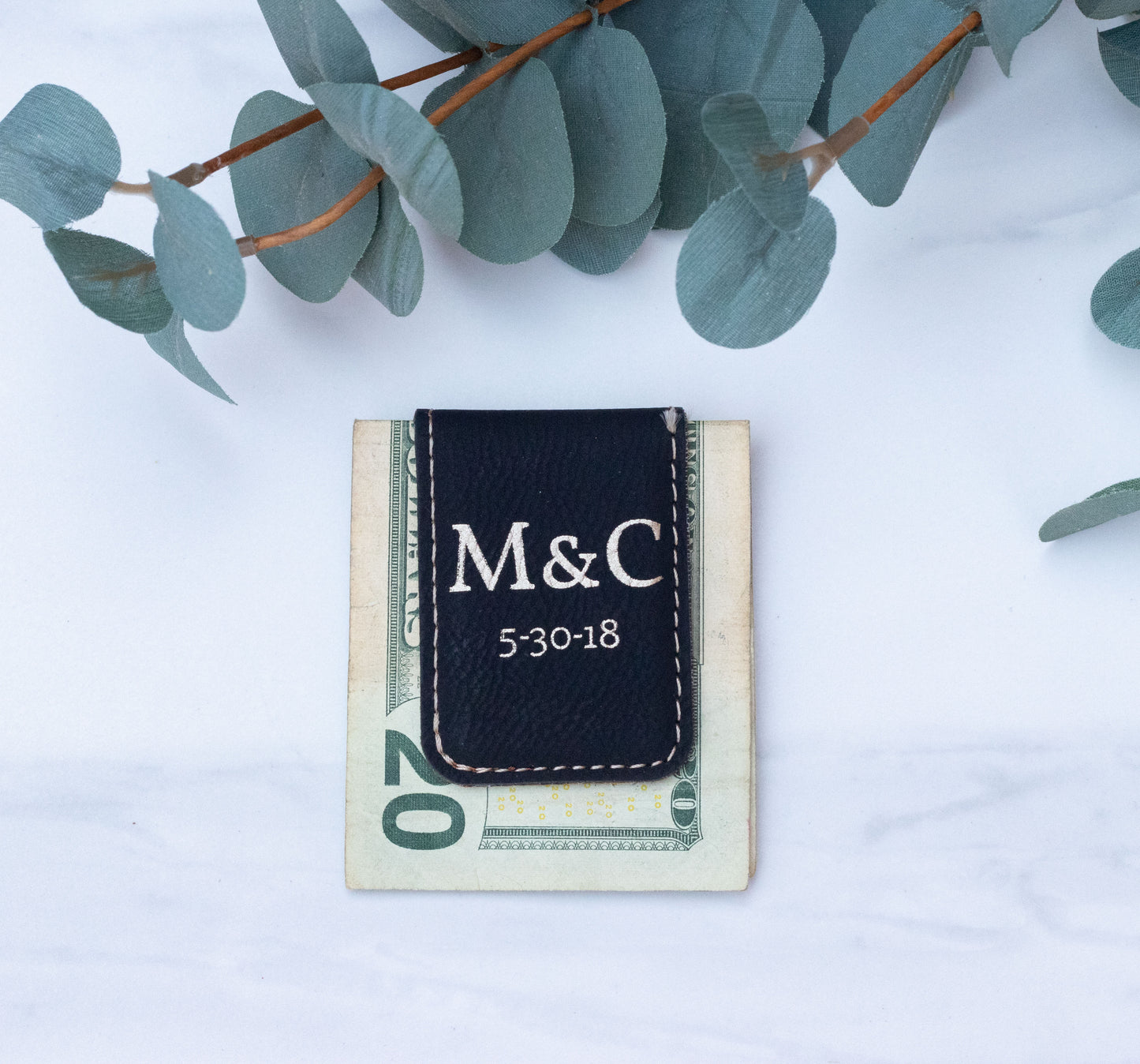 Personalized Leather Money Clip