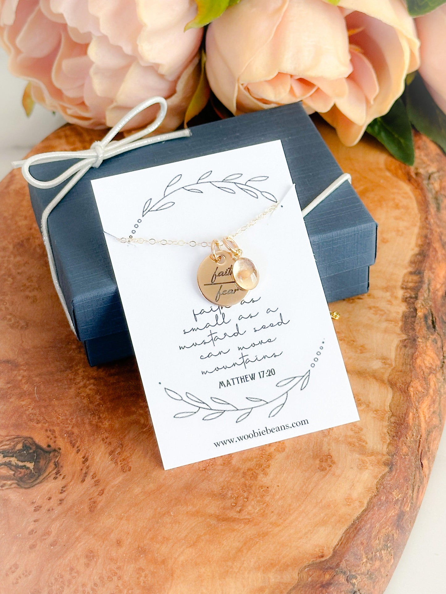 Faith Over Fear Gold Mustard Seed Necklace