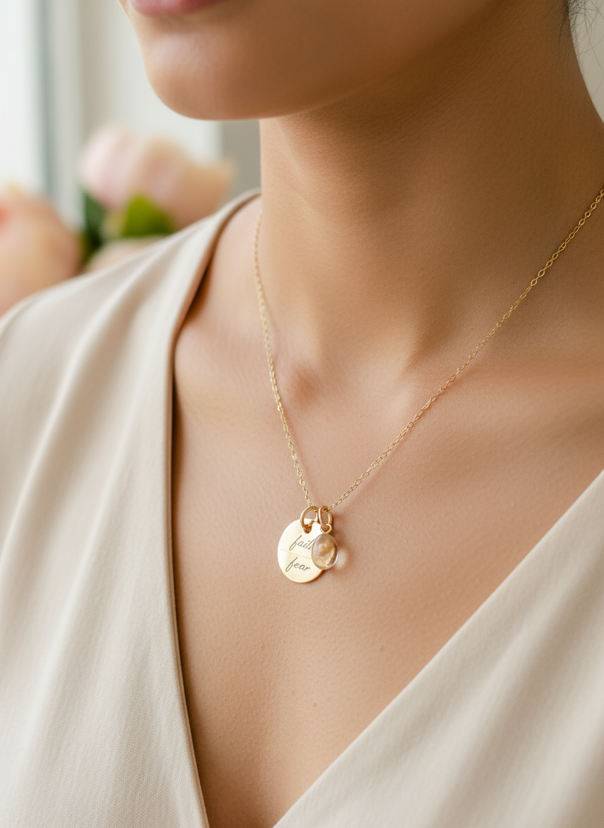 Faith Over Fear Gold Mustard Seed Necklace