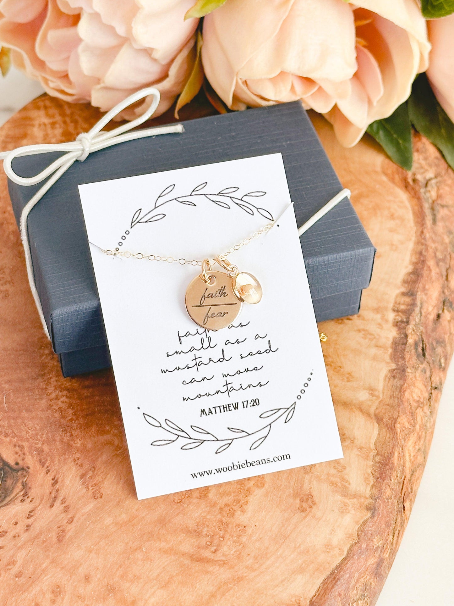 Faith Over Fear Gold Mustard Seed Necklace