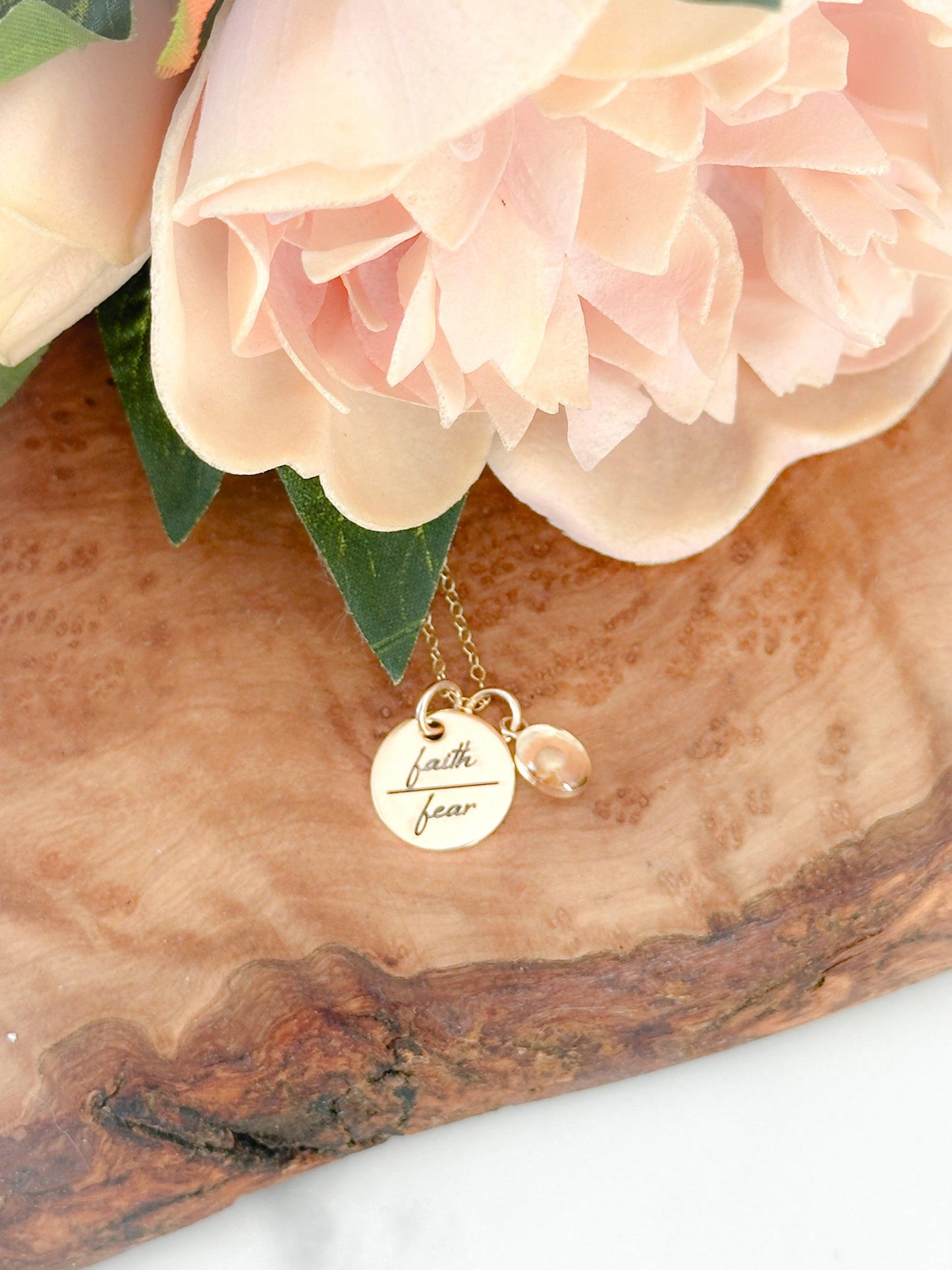 Faith Over Fear Gold Mustard Seed Necklace