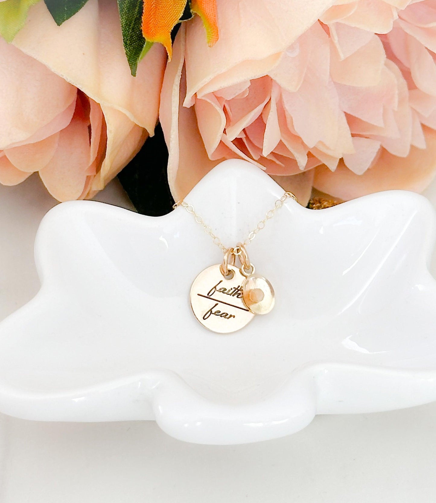 Faith Over Fear Gold Mustard Seed Necklace