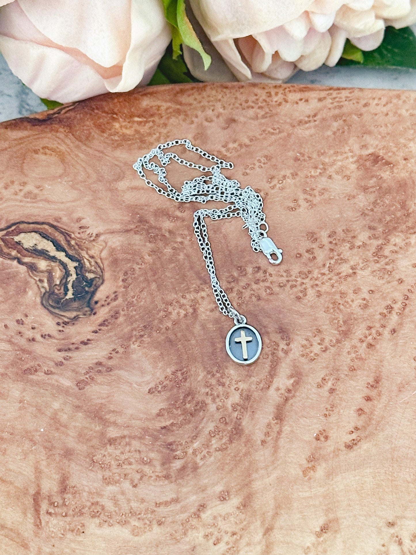 Oval Framed Cross Necklace
