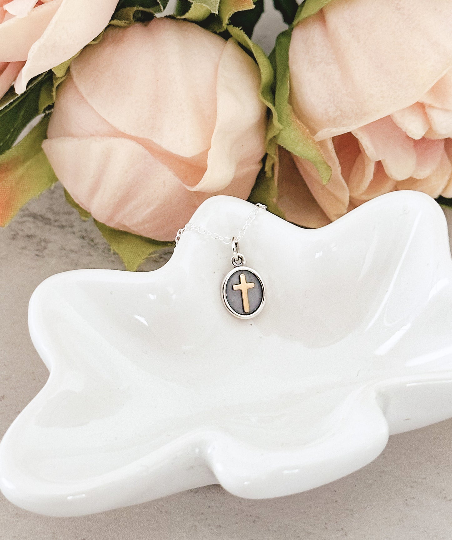 Oval Framed Cross Necklace