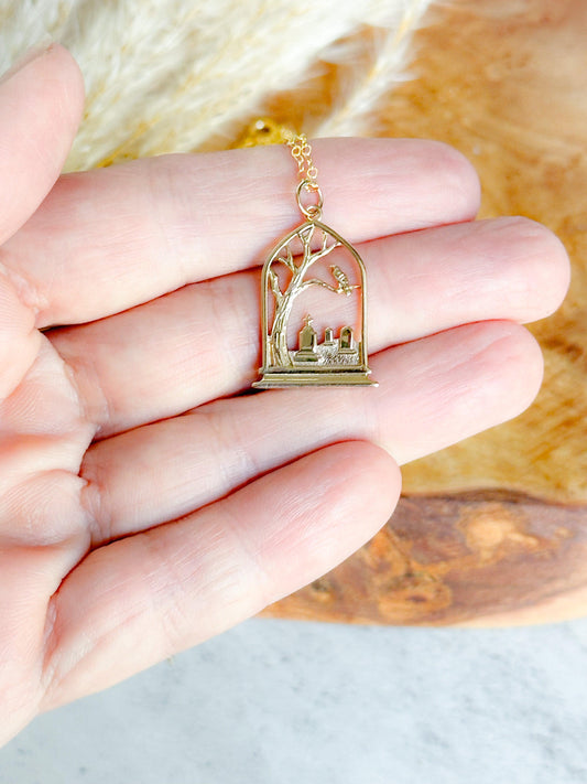 Spooky Gold Graveyard Necklace