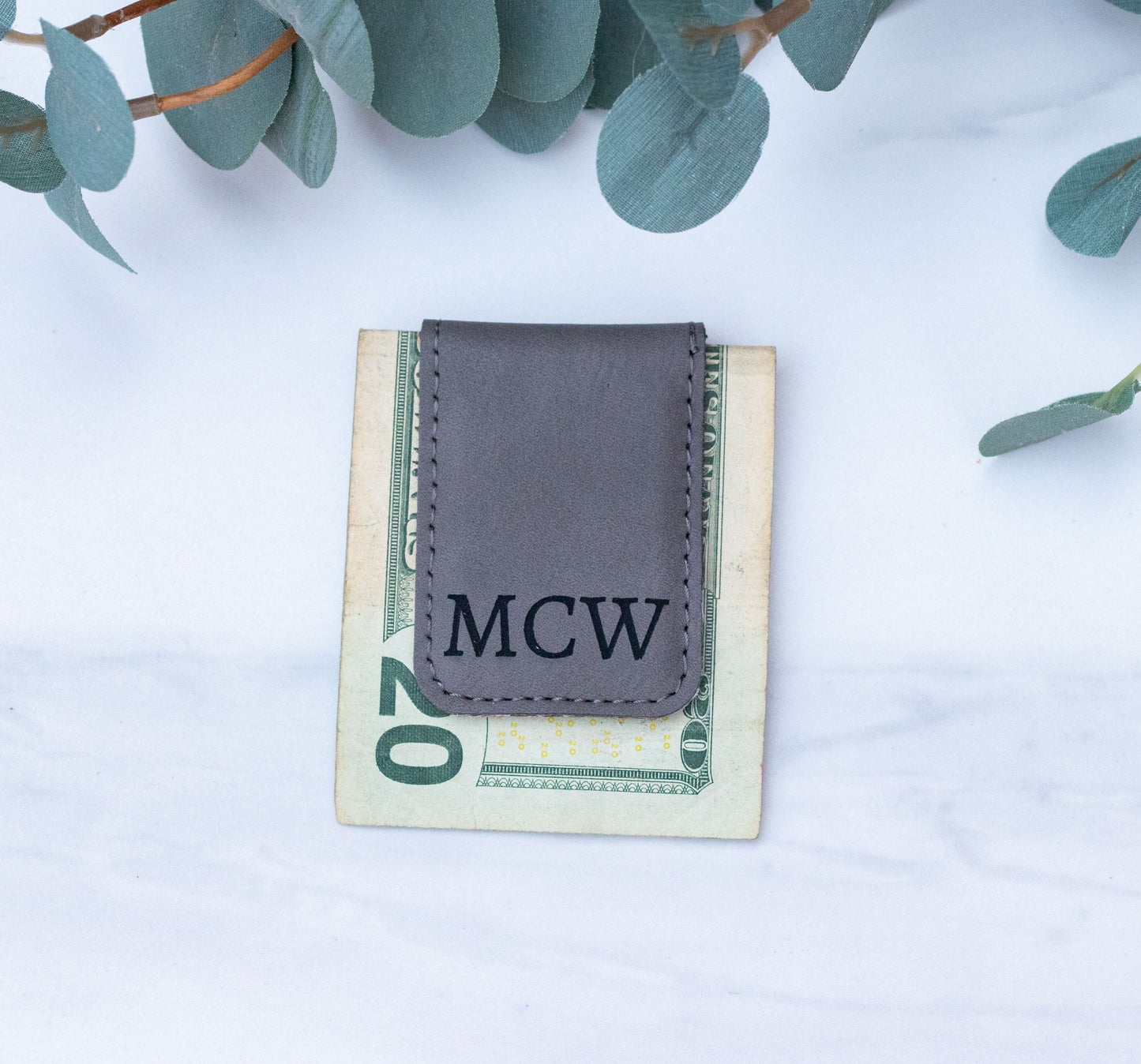 Personalized Leather Money Clip