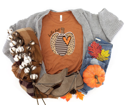 Leopard Pumpkin Hello Fall Shirt
