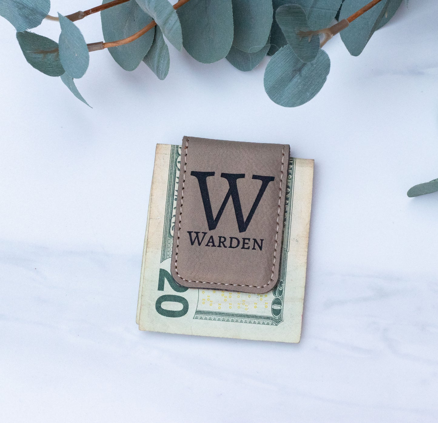 Personalized Leather Money Clip