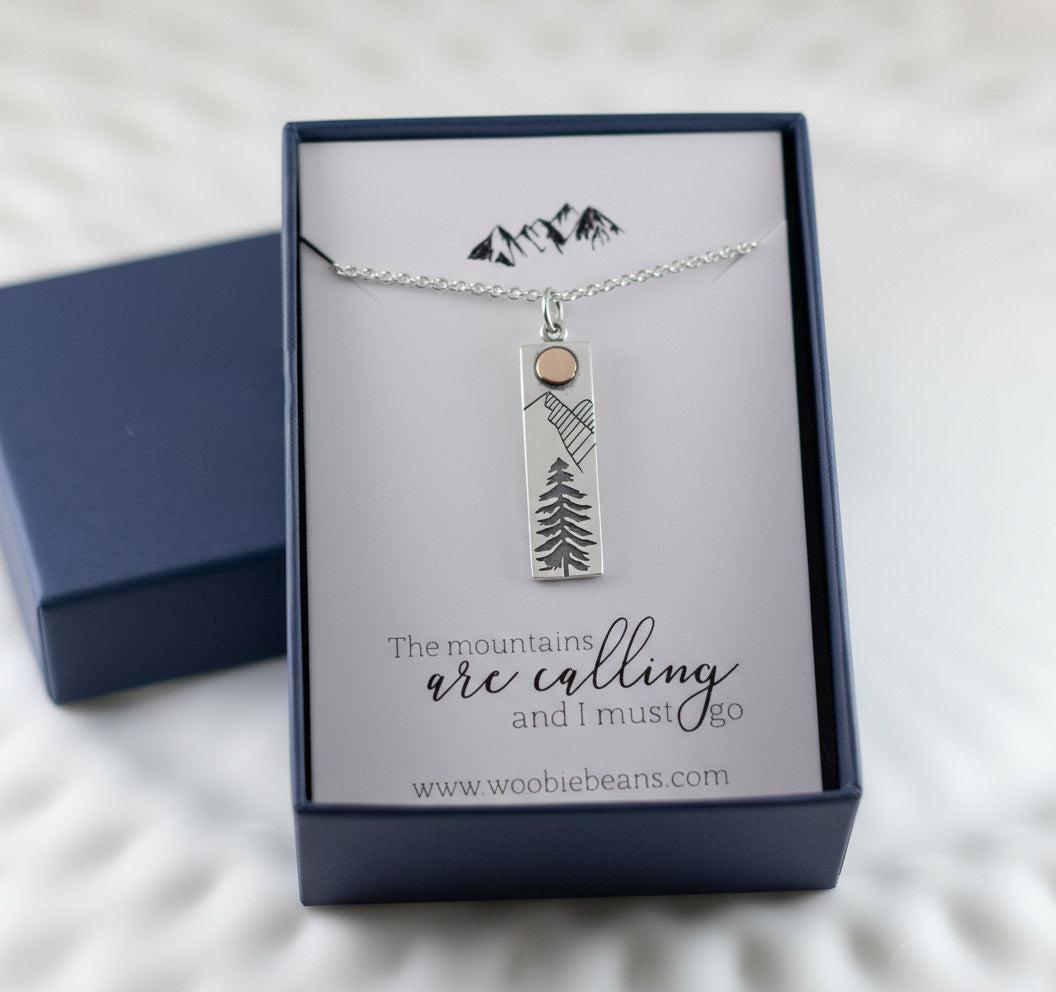 Sterling Silver Mountain Bar Necklace