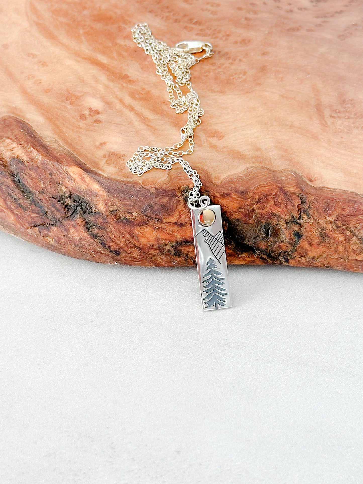 Sterling Silver Mountain Bar Necklace