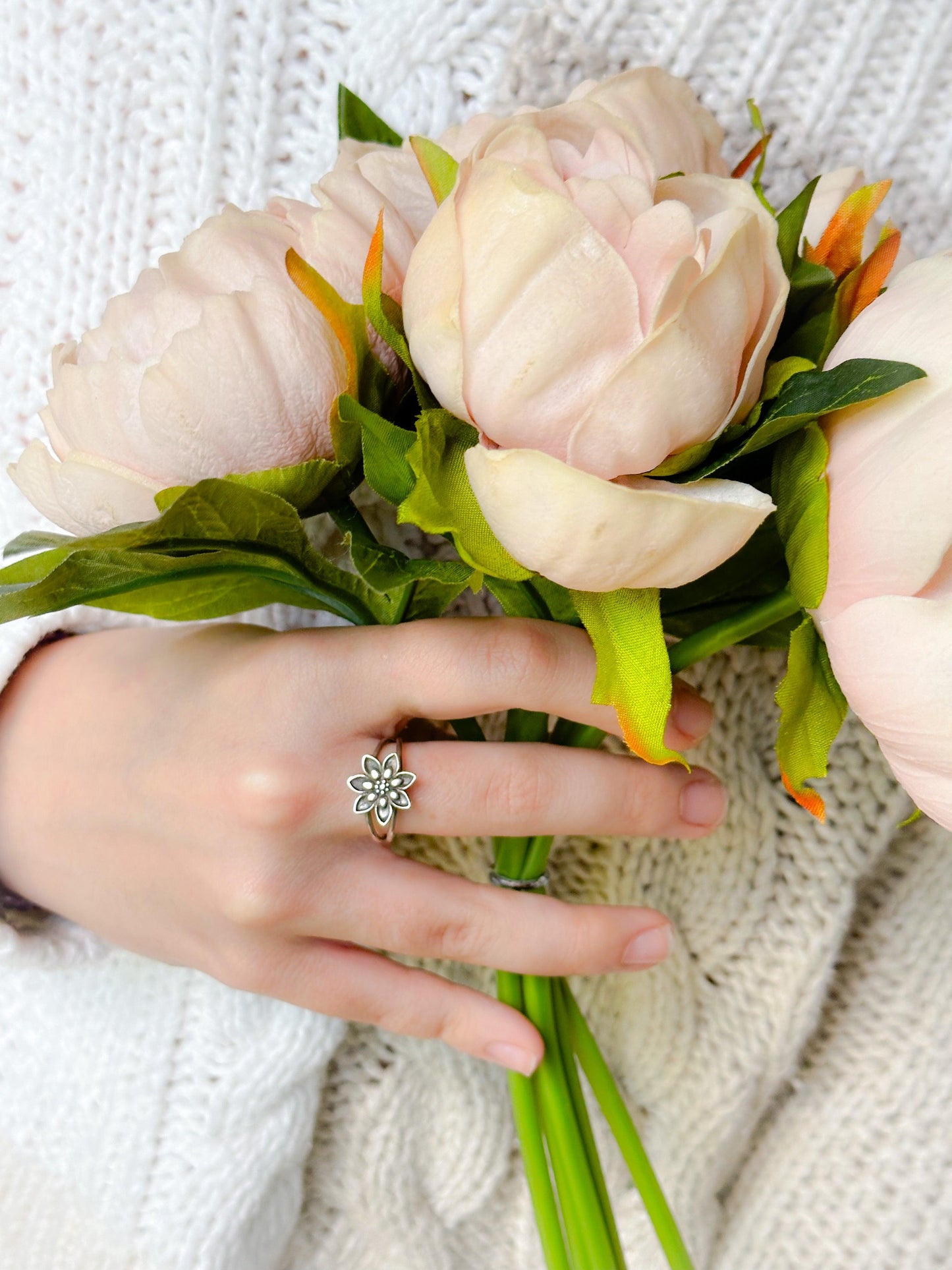 Sterling Silver Lotus Ring
