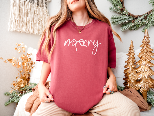Merry Script with Coquette Bow Tee