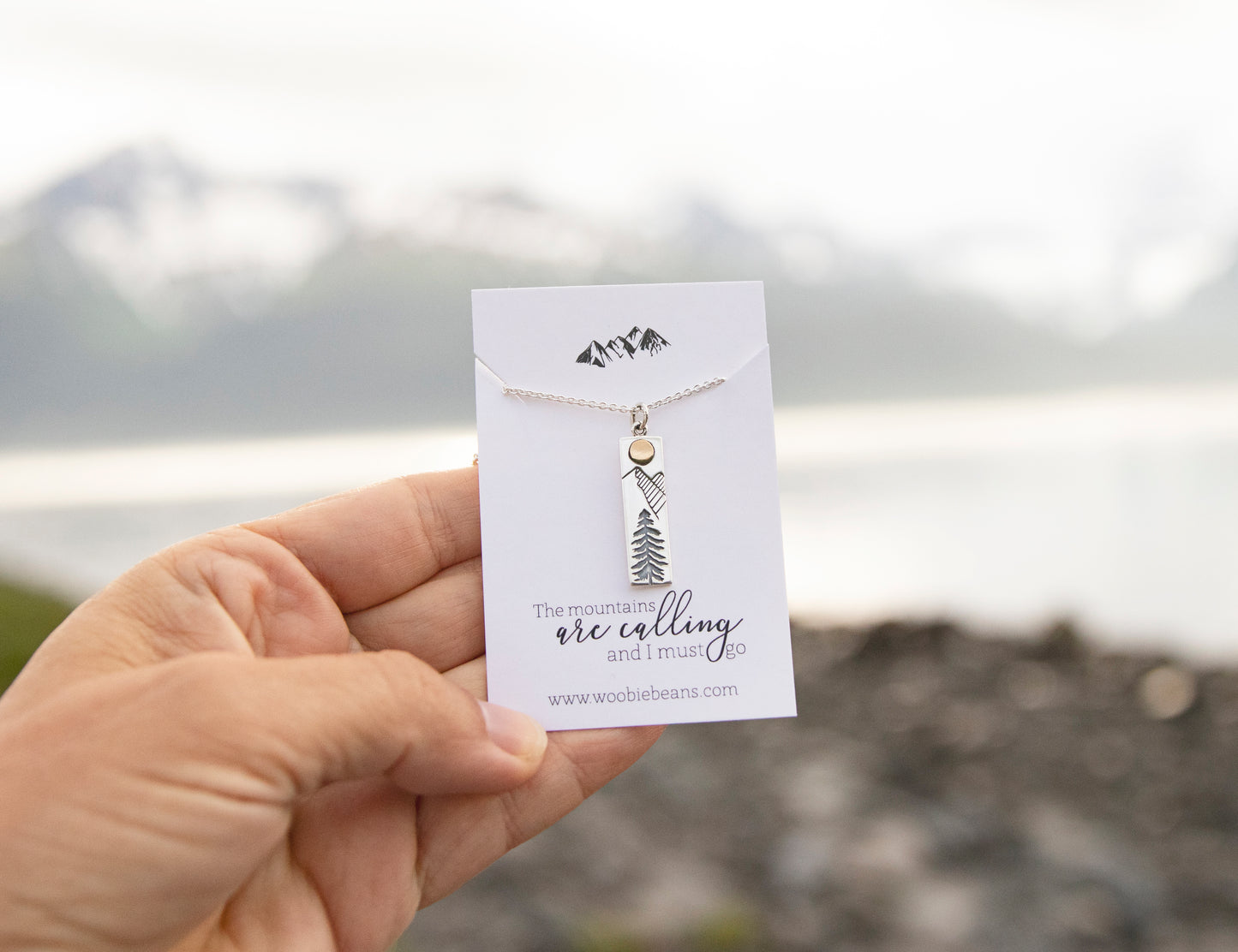 Sterling Silver Mountain Bar Necklace